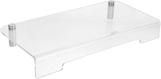 Acrylic Monitor Stand with Metal Legs Computer Desk Shelf Organizer for Office Workspace Stylish Desktop Riser for Laptop and Accessories Storage