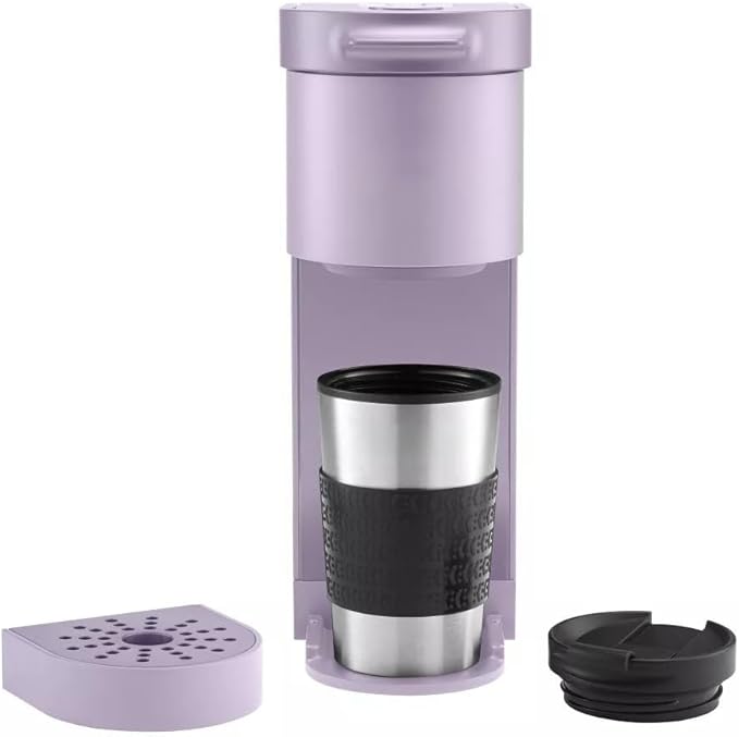 KeuriigK K-Mini Go Compact Single-Serve Coffee Maker with KCup Compatibility, Strong Brew Function, and Removable 42 oz Reservoir - Perfect for Small Spaces, Dorms, or Travel (Purple)
