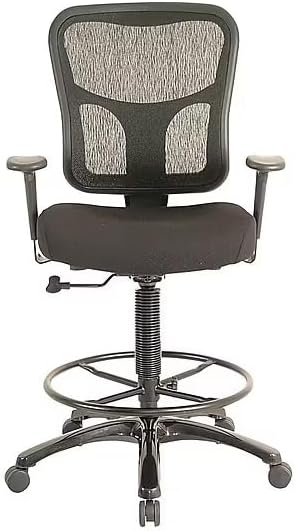 Tempur-Pedic TP8200C Fabric Drafting Stool with Backrest and Footrest with Lumbar Support, with Tempur Material, Cooling Gel Layer, Black