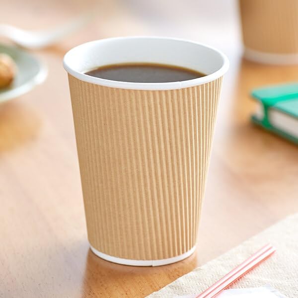 Ripple Paper Cups 12 oz 200 Pack for Coffee & Tea Made in USA | Bulk 200 Count for Home, Office, Restaurants & Coffee Shops | Recyclable, Insulated, & Disposable 12 Ounce To-Go Cups for Hot Beverages