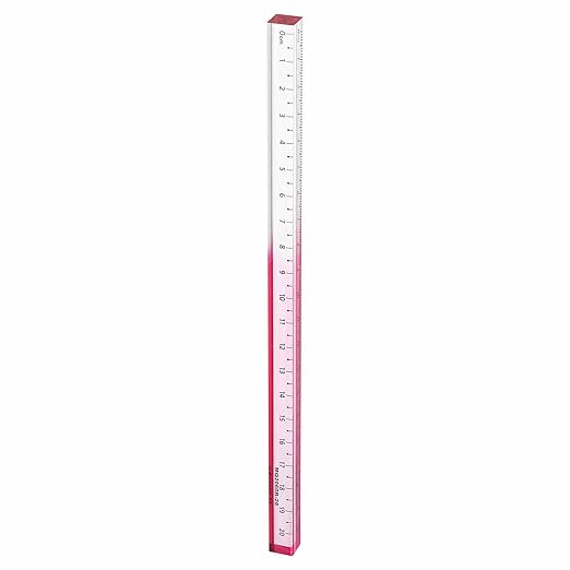 HARFINGTON Acrylic Clear Straight Rulers 20cm Metric Transparent Gradient Three-Dimensional Plastic Ruler Square Cube Measuring Tool for Classroom Office, Pink
