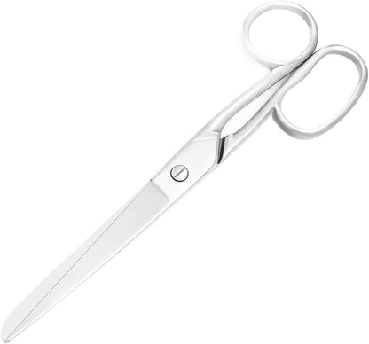 Silver Office Scissors, Heavy Duty Sewing, Tailor Fabric Sewing Paper Cutting Shears Stainless Steel Cutter Leather Art Craft Office Scissors (8 Inch)