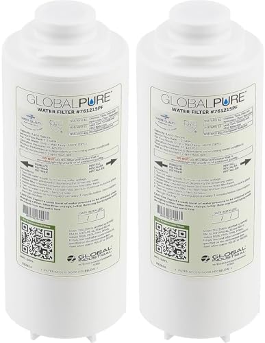 Global Industrial Global Pure Replacement Water Filter PFAS, 3,600 Gallon Capacity, Drinking Fountain and Bottle Fillers Replacement Filter, Cold Water Filter Only, 2/Pack