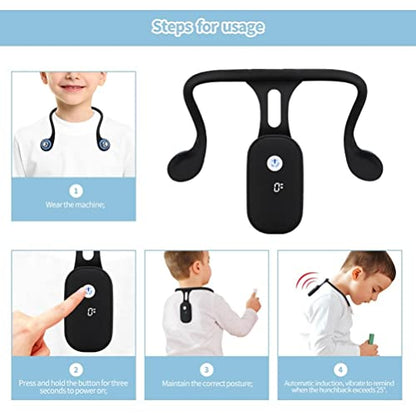 Intelligent Posture Corrector and Trainer for Back, Neck Hump Corrector, Hanging Necks Trainer Rechargeable Silicone Automatic Induction Smart Posture Corrector for Necks Back Brace