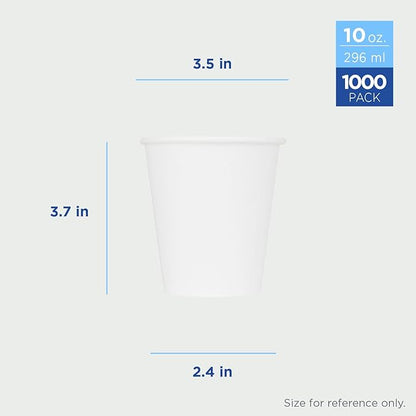 Karat 10 oz Paper Coffee Cup [1,000 ct] White Disposable Cup for Hot/ Cold Drinks and Beverages 90mm Diameter (C-K510W)