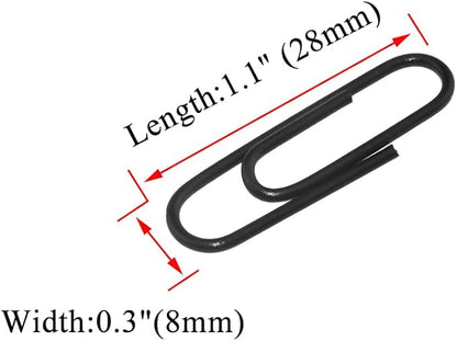 HAHIYO Paper Clips Large 1.1 inches (28mm) Length Black Paperclips Vinyl Coated Prevent Scratching Tearing The Pages Sturdy for Bookmark Organize Home Office School 150 Pack