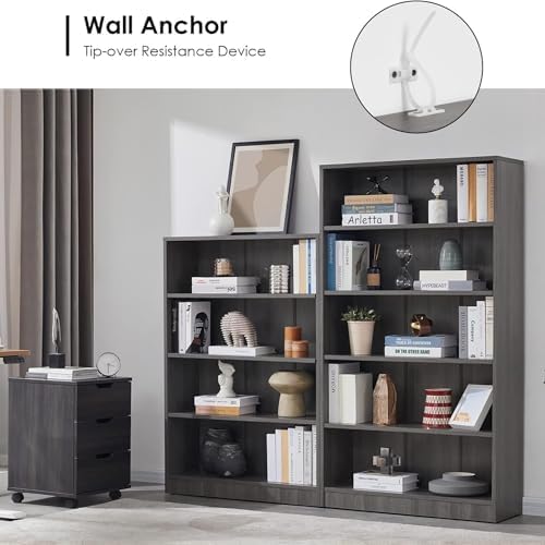 Bookshelf, Shelf Bookcase Open Modern Bookshelf, Bookcase with Freestanding Display Storage, Wooden Book Shelf for Bedroom, Living Room, Dinning Room, Office, 60 Inch