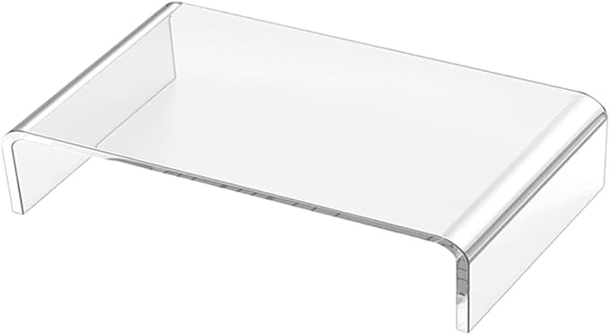 GALPADA Heavy Duty Acrylic Monitor Stand Riser for Office Desk Wide Desktop Organizer with Keyboard Storage Space Ergonomic Height Computer Display Shelf for Neck and Eye Comfort