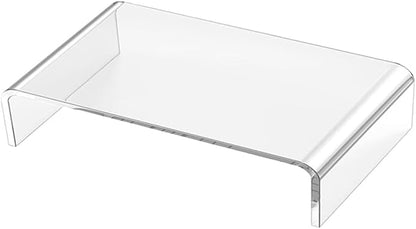 GALPADA Heavy Duty Acrylic Monitor Stand Riser for Office Desk Wide Desktop Organizer with Keyboard Storage Space Ergonomic Height Computer Display Shelf for Neck and Eye Comfort