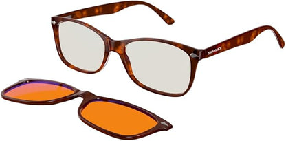 CLASSIC DAY & NIGHT MAGNETIC SNAP-ON SET - Premium Blue Light Blocking Glasses, Clear Lens, Block Blue Light from Gaming PC, Smartphone w/FREE $497 Training Course (Tortoise Shell, Regular)