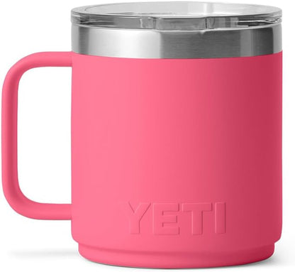 YETI Rambler 10 oz Ceramic Lined Stackable Mug, Vacuum Insulated, Stainless Steel with MagSlider Lid, Tropical Pink