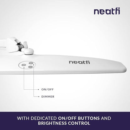Neatfi Elite HD XL Desk Lamp with Clamp, 1600 Lumens, 22-Inch Wide Head, Non-Polar Dimming, 84 SMD LEDs, 6500K, Task Light for Home, Office, Study Room (Non-CCT with Clamp, White, 22 Inches)