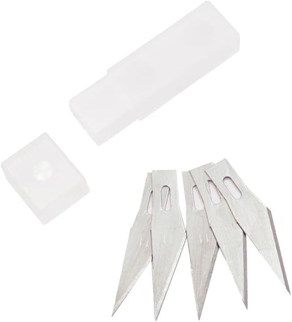 Precision Knife with 5 Replaceable Blades and Ergonomic Handles - Ideal for Cutting, Carving, Scoring, Scrapbooking and Crafting