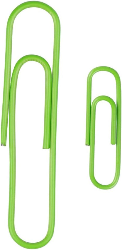 JAM PAPER Combo Pack Colorful Paper Clips - Standard & Jumbo - Lime Green Paperclips - 1 Pack of 100 & 1 Pack of 75