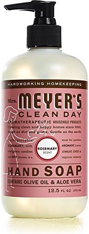 Mrs. MEYER'S CLEAN DAY Hand Soap Scent Variety Pack Includes 1 of Each, Rosemary + Basil + Geranium + Honeysuckle + Lavender + Lemon Verbena, (Count of 6)