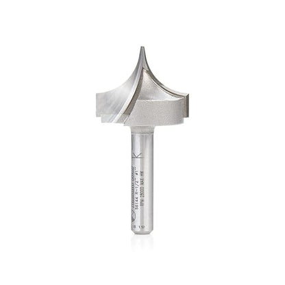 Amana Tool 56144 Carbide Tipped Point Cutting Roundover Router Bit Rounding 1/2 R x 1 D x 3/4 CH x 1/4 Shank x 2 Inch Long