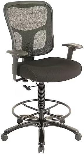 Tempur-Pedic TP8200C Fabric Drafting Stool with Backrest and Footrest with Lumbar Support, with Tempur Material, Cooling Gel Layer, Black