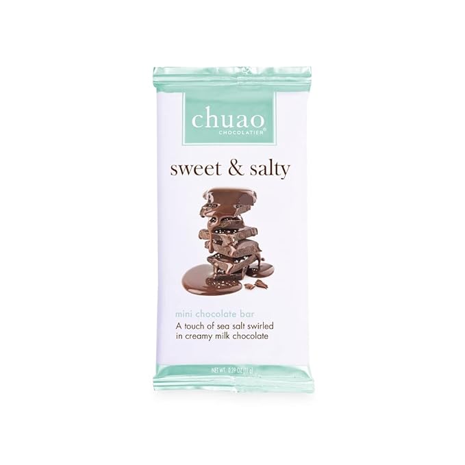 Chuao Chocolatier Sweet & Salty Milk Chocolate Mini Bars | Gourmet Chocolate Sea Salt European No Preservatives | For Gift Baskets, Christmas, Valentines Day, Gifts for Women, Men, Birthday, Thank You, Care Package | 24 Pack