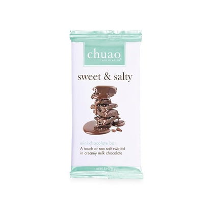 Chuao Chocolatier Sweet & Salty Milk Chocolate Mini Bars | Gourmet Chocolate Sea Salt European No Preservatives | For Gift Baskets, Christmas, Valentines Day, Gifts for Women, Men, Birthday, Thank You, Care Package | 24 Pack