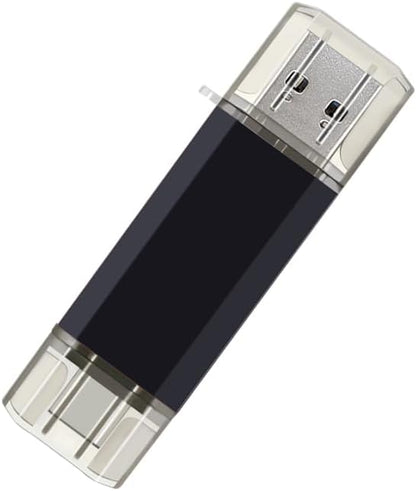2-Pack 64GB USB C Flash Drive Dual Flash Drive Type C + USB A Memory Stick Jump Drive 2-in-1 Thumb Drive for Storage and Backup (64GB*2 Black&Blue)