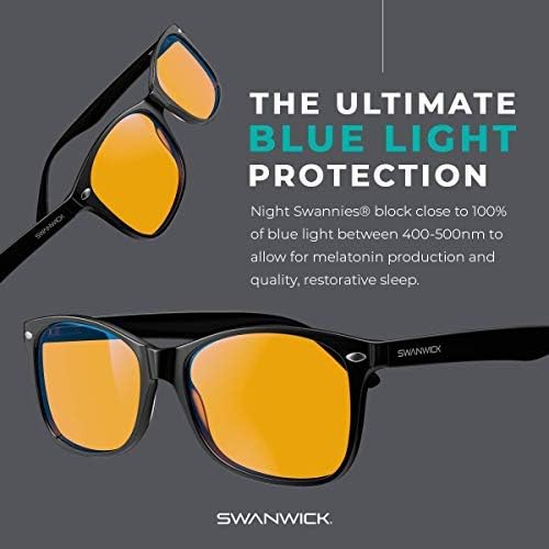 Swanwick Blue Light Blocking Glasses for Women, Men. Sleep Aid. Anti Eyestrain Headache for Computer, Gaming, TV, UV Glare