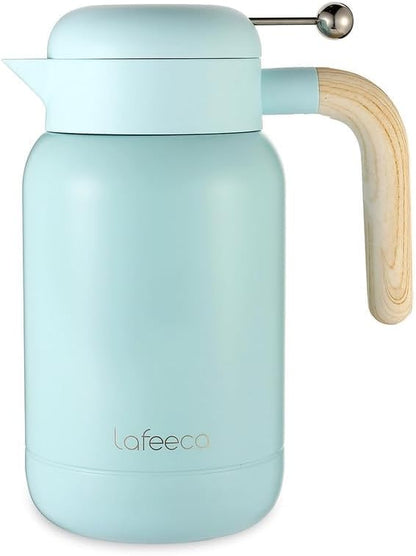 Aura Thermal Coffee Carafe - Vacuum Insulated Stainless Steel Tea Pot & Water Pitcher, Keeps Drinks Hot or Cold, BPA-Free, Beverage Dispenser Thermos - 51 oz Blue