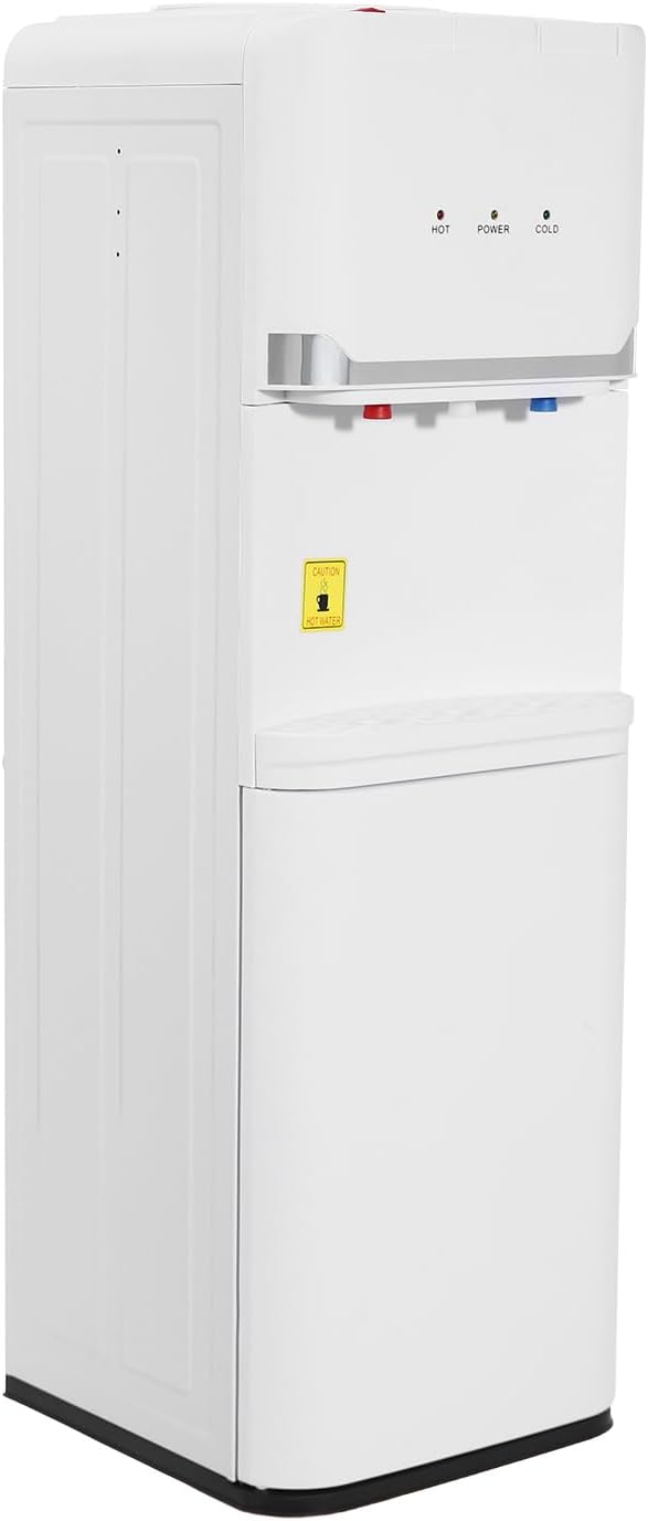 Top Loading Water Dispenser for 5 Gallon Bottles, Freestanding Hot Cold & Warm 3-Temperature Water Cooler Dispenser with Child Safety Lock for Home & Office, White