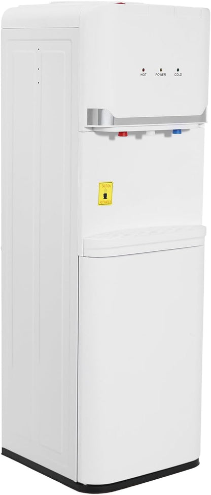 Top Loading Water Dispenser for 5 Gallon Bottles, Freestanding Hot Cold & Warm 3-Temperature Water Cooler Dispenser with Child Safety Lock for Home & Office, White