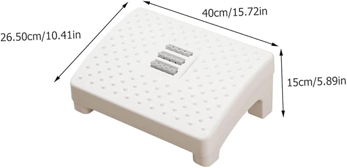 Portable White Footstool for Office and Home Stable Non-Slip Foot Rest Stool with Ergonomic Support Angle for Stress Relief Legs Feet Knees and Ankles Suitable for Desk and Piano