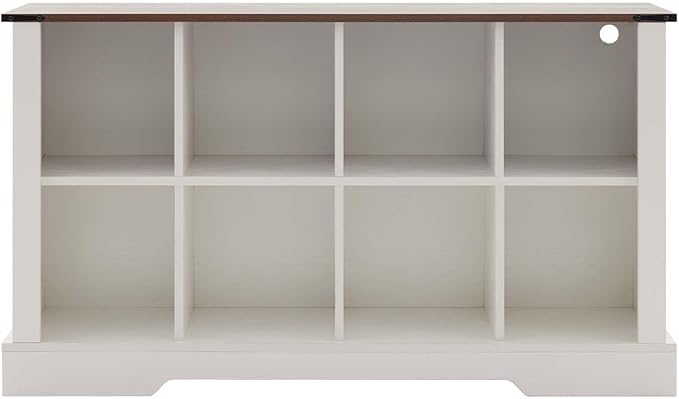 8 Cube Storage Organizer with LED Lights, Wooden Bookcase with Storage, Modern Cube Shelf for Living Room, Bedroom, Home Office - White