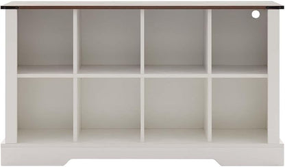 8 Cube Storage Organizer with LED Lights, Wooden Bookcase with Storage, Modern Cube Shelf for Living Room, Bedroom, Home Office - White