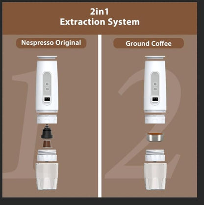 TN TONNY Portable 12V Coffee Maker Espresso Coffee Machine, Self-Heating Travel Capsule Coffee Maker, Compatible with Original NS Capsules and Coffee Powder