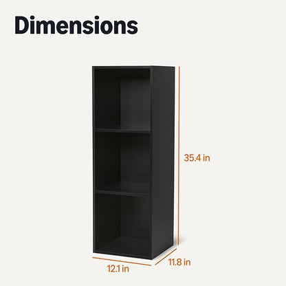 Amazon Basics 3-Cube Bookcase Compatible with Fabric Storage Cube Organizers, Black