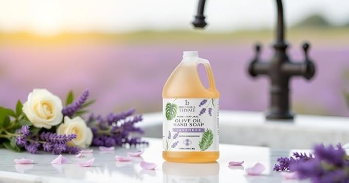 Brittanie's Pure Organic Castile Liquid Olive Oil Soap Refill, Lavender, 1 Gallon | Face, Body Wash, Dishes, Pets & Laundry | Vegan & Gluten Free Non-GMO