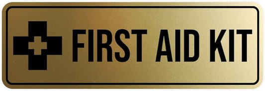 Standard First Aid Kit Sign (Brushed Gold) - Small