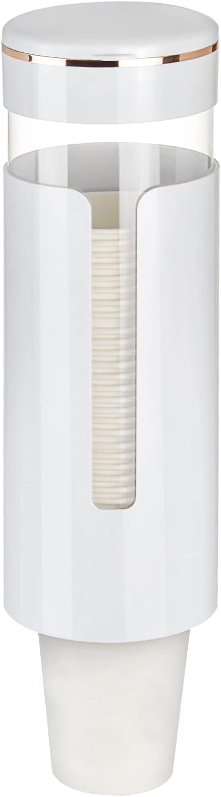 Cup Dispenser, Pull Type Water Cooler Cup Holder Fit 4oz-7oz Disposable Cups, Upgraded Wall Mounted Mouthwash Cup Dispenser for Bathroom Office Gym School (White)