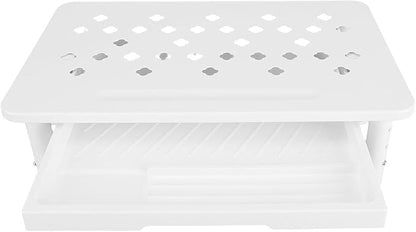 Bewinner Computer Monitor Stand Riser, Desk Organizers and Accessories with Drawer, Office Desk Accessories Metal Printer Laptop Stand20KG Bearing (White)