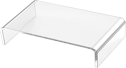 GALPADA Heavy Duty Acrylic Monitor Stand Riser for Office Desk Wide Desktop Organizer with Keyboard Storage Space Ergonomic Height Computer Display Shelf for Neck and Eye Comfort