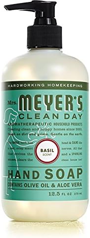 Mrs. MEYER'S CLEAN DAY Hand Soap Scent Variety Pack Includes 1 of Each, Rosemary + Basil + Geranium + Honeysuckle + Lavender + Lemon Verbena, (Count of 6)