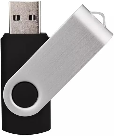Generic 64GB 5-Pack USB Flash Drives - USB 2.0, High-Speed Data Transfer for Photos, Music, Videos, Files - Secure & Reliable Storage, Ready for PC, Laptop, Car (5 Pack Swivel USB Black, 64GB)
