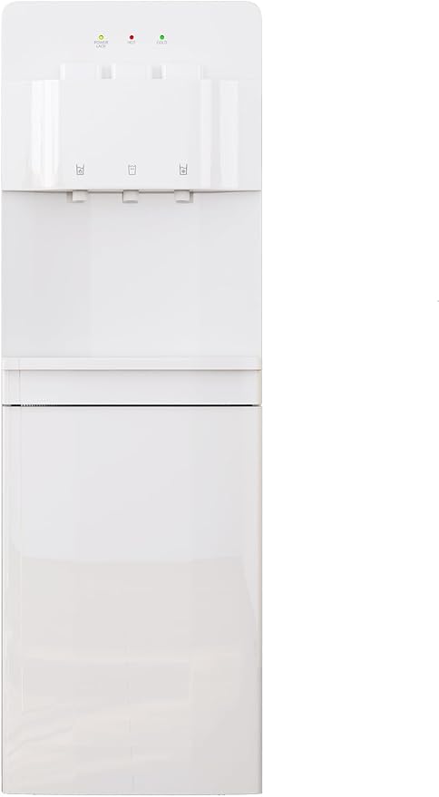 TABU Bottom Loading Water Cooler Dispenser with 3 Temperature Settings of Hot, Cold, Room Water, 3 or 5 Gallon Water Dispenser with Anti-Scalding & Child Safety Lock, White
