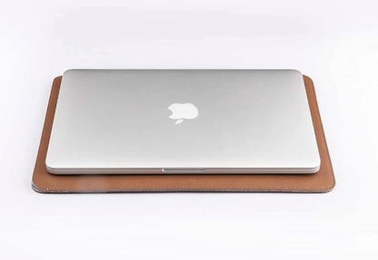 Comfyable Laptop Sleeve 13 Inch Precisely Compatible with MacBook Air M4 2025-2018 & MacBook Pro M2 2022 M1 2020-2016, Faux Leather Cover Case, Brown