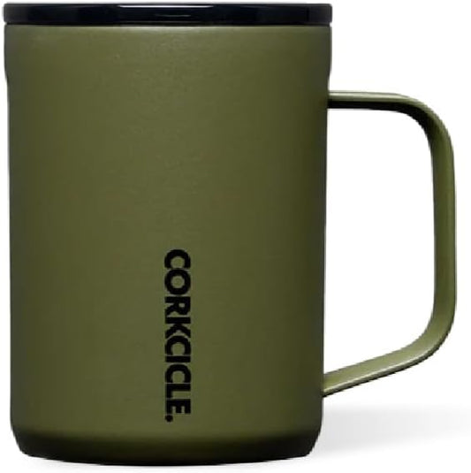 Corkcicle Classic Coffee Mug - Triple Insulated Stainless Steel Travel Mug - Shatter-Proof Lid - Keeps Drink Hot Over 3 Hours - Holiday Mug Gift - Great for Gifting Warmth - 16 oz - Olive