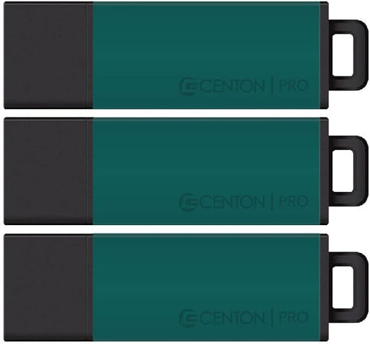 Centon DataStick Pro2 USB 2.0 Flash Drive 64GB x 3, Teal (S1B-U2T9-64G-3)