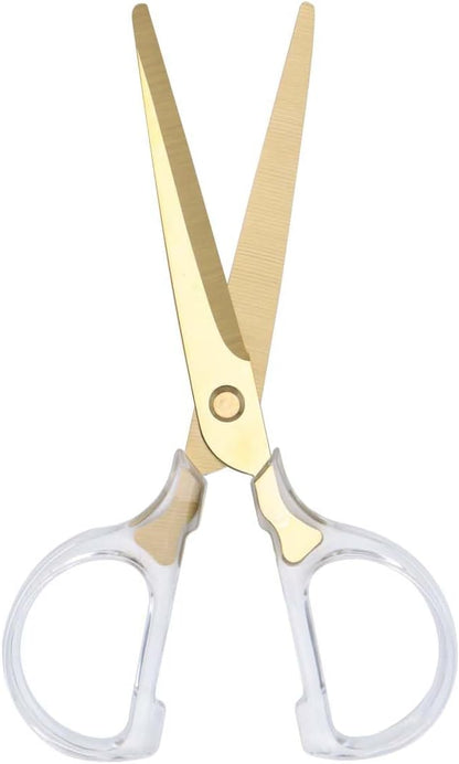AxeWoodz 6" Gold Acrylic Scissors Small Craft Scissors Stainless Steel Blade with Clear Acrylic Handle Office Scissor