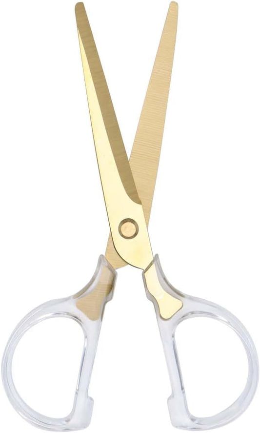 AxeWoodz 6" Gold Acrylic Scissors Small Craft Scissors Stainless Steel Blade with Clear Acrylic Handle Office Scissor