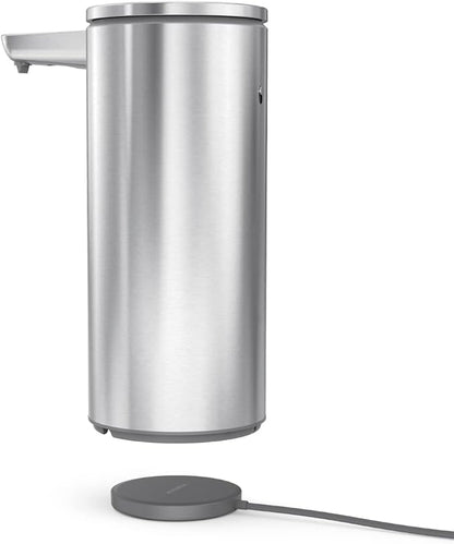 simplehuman 14 oz. Touch-Free Rechargeable Sensor Liquid Soap Pump Dispenser, Brushed Stainless Steel