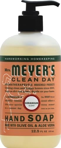 MRS. MEYER'S CLEAN DAY Hand Soap, Made with Essential Oils, Biodegradable Formula, Geranium, 12.5 fl. oz