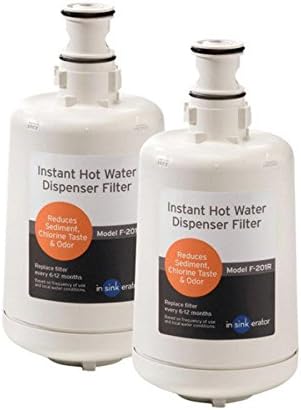 InSinkErator View Instant Hot & Cold Water Dispenser System - Faucet & Tank, Chrome, HC-View-C & F-201R Replacment Water Filter Cartridges, 2 Count (Pack of 1), White, 2 Pack