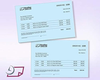 NextDayLabels - Pack of 500 Sheets, 8-1/2 x 11" Letter Size Perforated Paper (Blue, Perf @ 5-1/2")